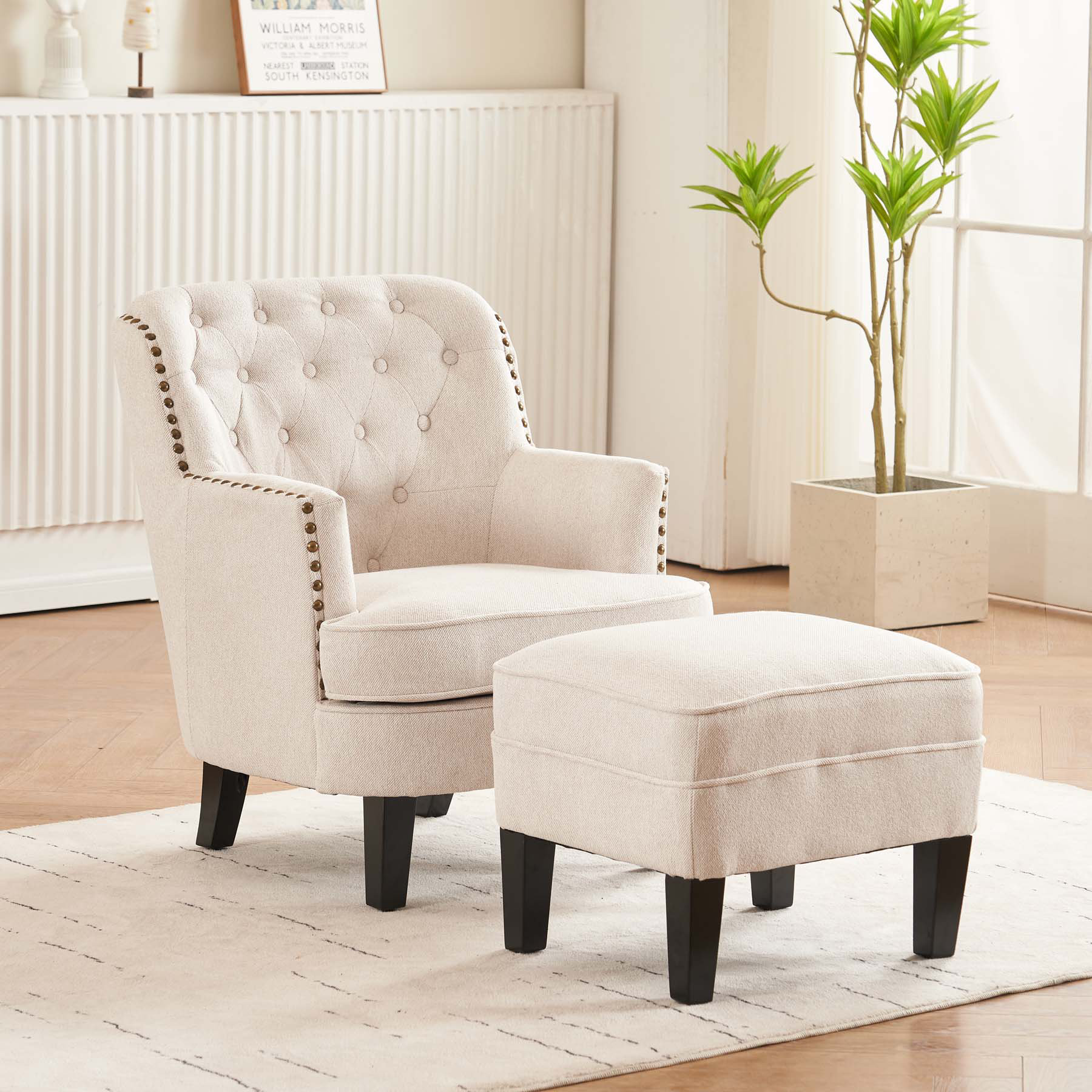 Wildon Home Arina 25 2 Wide Tufted Armchair And Ottoman Wayfair